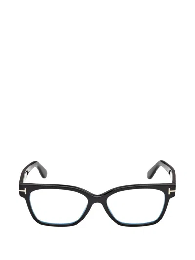 Tom Ford T-line Rectangle-frame Glasses In Black