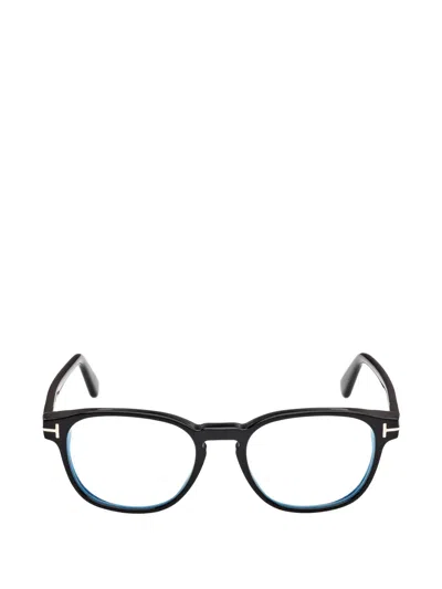 Tom Ford T-line Round-frame Glasses In Black