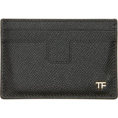 Tom Ford T-line Soft Grain Leather Card Holder In Black