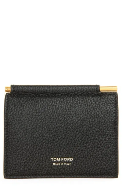 Tom Ford T-line Soft Grain Leather Money Clip Wallet In Black