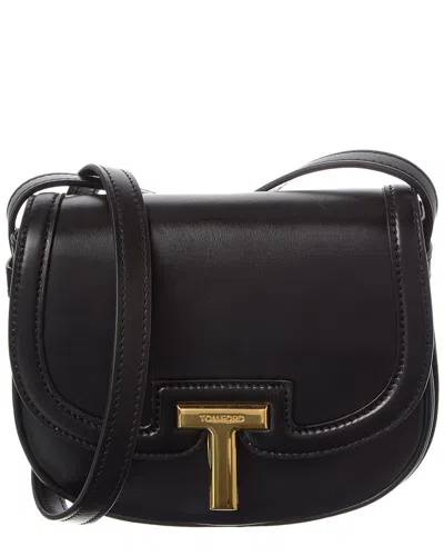 Tom Ford T-lock Leather Crossbody In Black