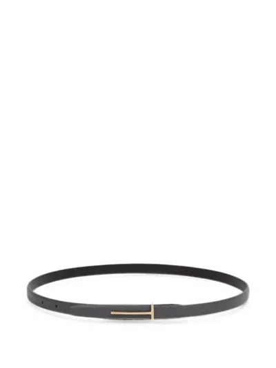 Tom Ford T-logo Leather Belt In Orange
