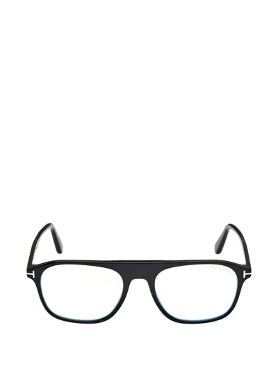 Tom Ford T-logo Pilot Glasses In Black