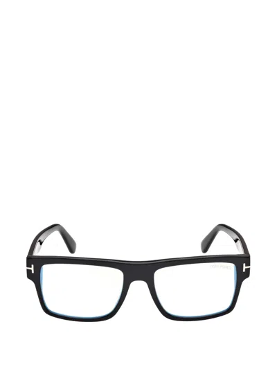 Tom Ford T-logo Rectangle-frame Glasses In Black