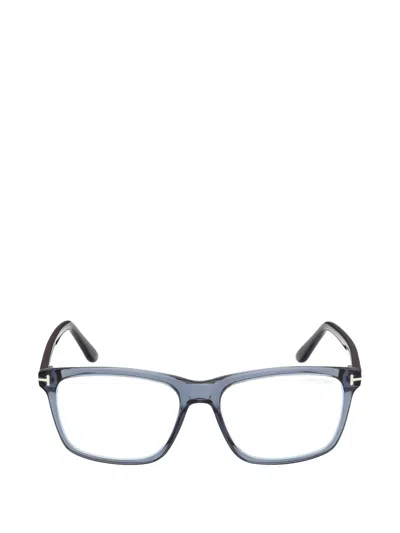 Tom Ford T-logo Rectangle-frame Glasses In Gray