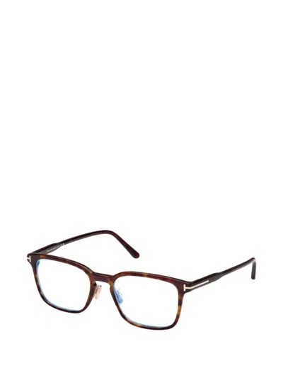 Tom Ford T-logo Rectangle-frame Glasses In Multi