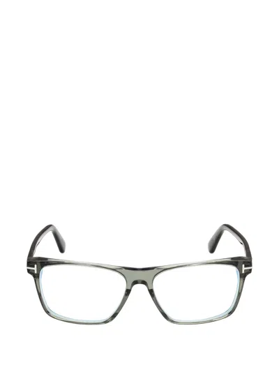Tom Ford T-logo Rectangle-frame Glasses In Brown