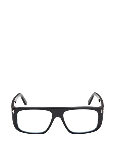 Tom Ford T-logo Rectangle-frame Glasses In Schwarz
