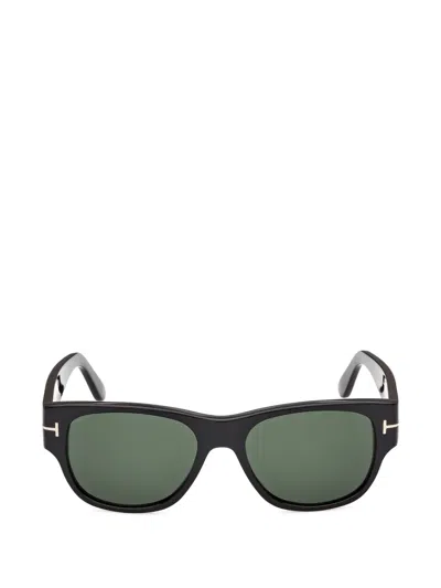 Tom Ford T-motif Rectangle-frame Sunglasses In Black