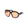 Tom Ford Angellica Amber Oval Ladies Sunglasses Ft1193 01e 58 In Black