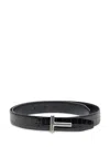 Tom Ford Crocodile-embossed T-buckle Belt In Black