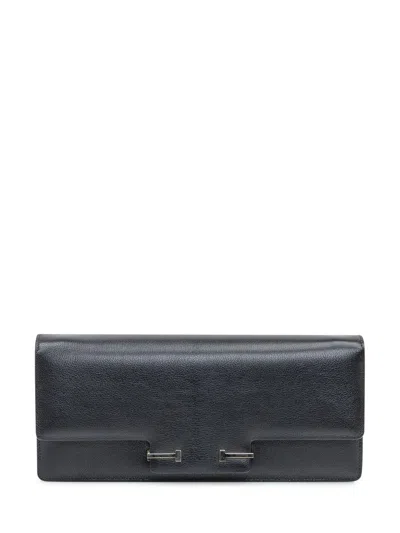 Tom Ford Black Leather Clutch With Metallic Closure