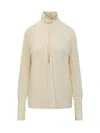 Tom Ford Blouse With Bow And High Neck In Neutral