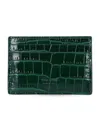 Tom Ford Leather Card Holder With Crocodile Effect In Green