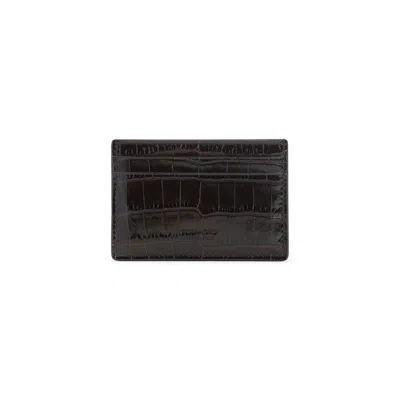 Tom Ford Croco Leather Cardholder In Black