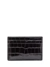 Tom Ford Crocodile Print Leather Card Holder In Black