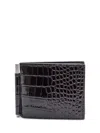 Tom Ford Crocodile Print Leather Wallet In Brown