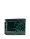 Tom Ford Bi-fold Wallet With Money Clip Feature In Green