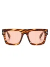 Tom Ford 53mm Fausto Polarized Square Sunglasses In Brown