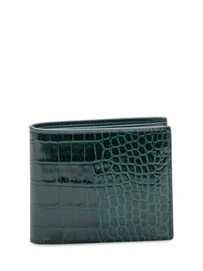 TOM FORD TOM FORD TOM FORD GREEN CROCODILE PRINT LEATHER WALLET