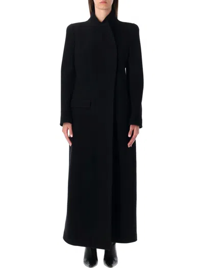 Tom Ford Long Wool Coat Blac In Black