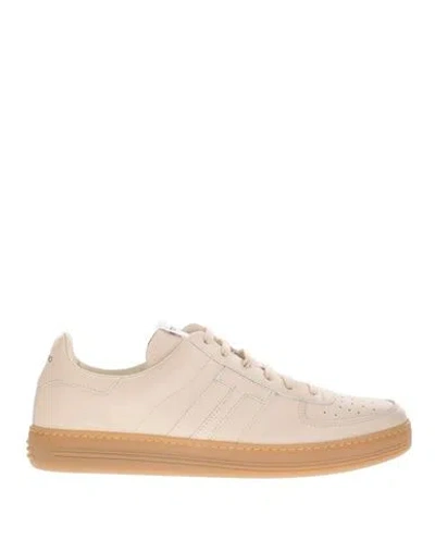 Tom Ford Sneakers Man Sneakers Beige Size 9 Leather In Neutral