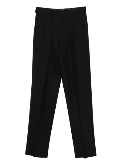 Tom Ford High Twist Wool Pleated Trousers In Black