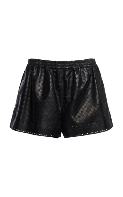 Tom Ford -perforated Silky Guanteria Lambskin Boxer Shorts In Black