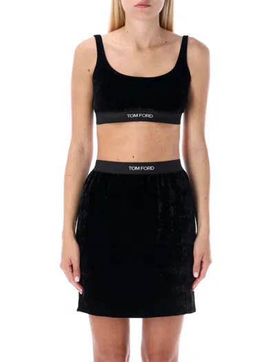 Tom Ford Tom Forf Stretch Velvet Bralette In Black