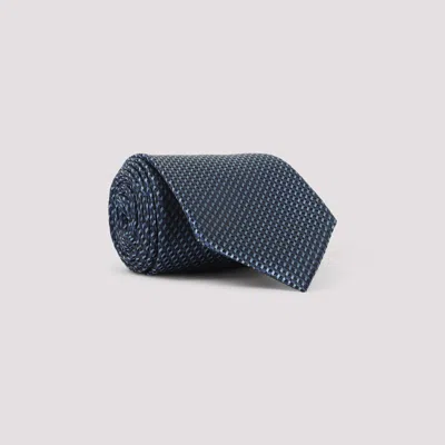 Tom Ford Tonal Weave Silk Tie In Blue