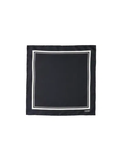 Tom Ford Tonal-frame Pocket Square In Blue
