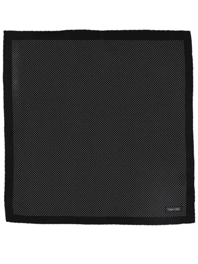 Tom Ford Tone-on-tone Border Dotted Silk Pocket Square In Multi