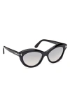 Tom Ford Toni 55mm Oval Sunglasses In Black Eco/t Logo