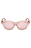Tom Ford Toni 55mm Oval Sunglasses In Shiny Light Rose/pink Silver