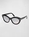 Tom Ford Lily Monochrome Acetate Cat-eye Sunglasses In Shiny Black