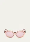 Tom Ford Toni 55mm Oval Sunglasses In Pnko/violmr