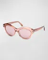 Tom Ford Toni 55mm Oval Sunglasses In Pnko/violmr