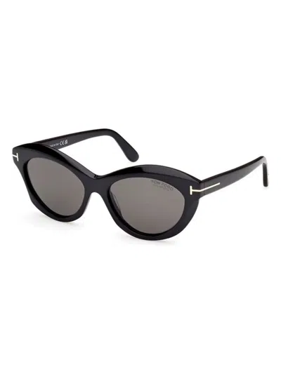 Tom Ford Toni Polarized Smoke Cat Eye Ladies Sunglasses Ft1111 01d 53 In Shiny Black