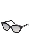 Tom Ford Toni Oval Sunglasses, 55mm In Black/gray Mirrored Gradient