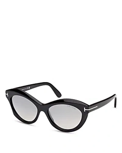 Tom Ford Toni Oval Sunglasses, 55mm In Black/gray Mirrored Gradient