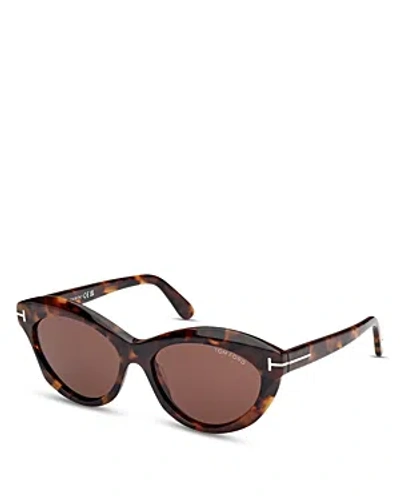 Tom Ford Toni Acetate Oval Sunglasses In Havana/brown Solid