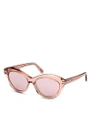 Tom Ford Toni 55mm Oval Sunglasses In Pink/purple Mirrored Solid