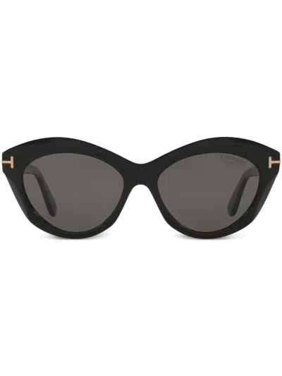 Tom Ford Acetate Toni Sunglasses In Black