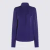 Tom Ford Long Sleeve High Neck Top With Back Pleat In Blue
