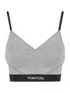 Tom Ford Stretch-modal Crop Top In Grey Melange