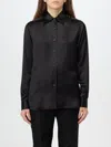 Tom Ford Fitted Stretch Silk Satin Shirt In Schwarz