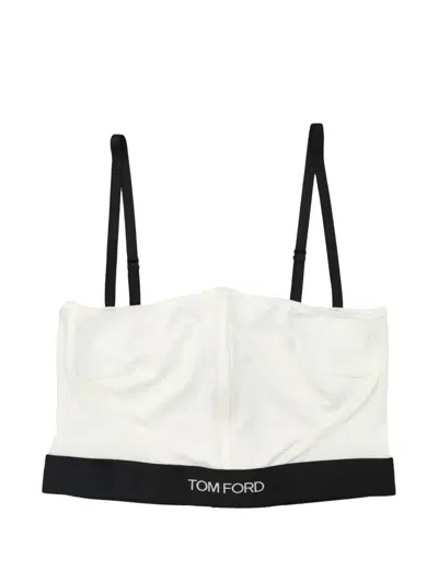 Tom Ford Lingerie Top Adjustable Straps Ribbed Hem In White