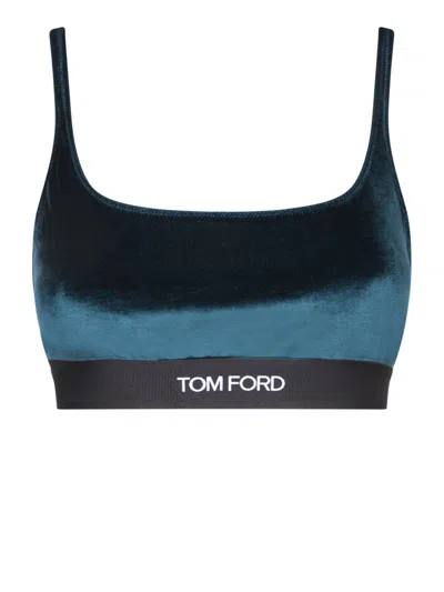 Tom Ford Crop-top With Logo In Green