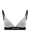Tom Ford Logo-underband Cashmere Triangle Bra In Grey