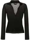 Tom Ford Metallic-threading Knitted Polo Shirt In Black